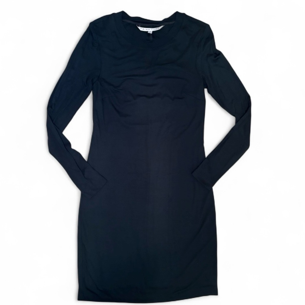 Trina Turk Dark Green Long Sleeve Jersey Dress Petite Lined